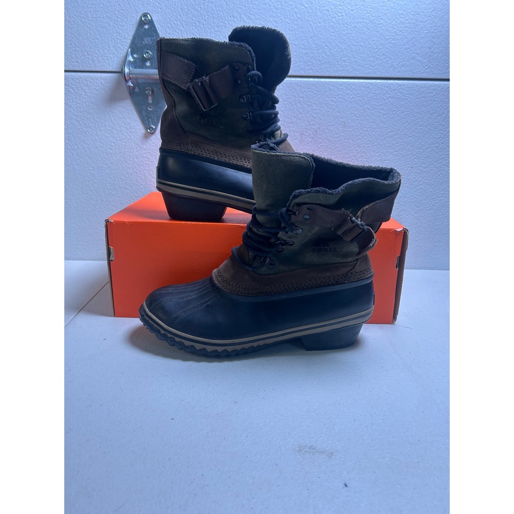 Sorel Slimpack Riding Gloss Boot Peat Moss Black Size 10 #3124